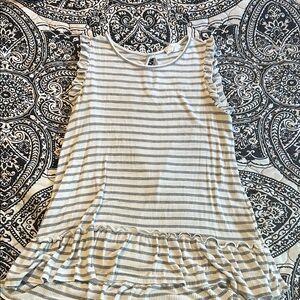 Chic Striped Ruffle Hem Tank Top